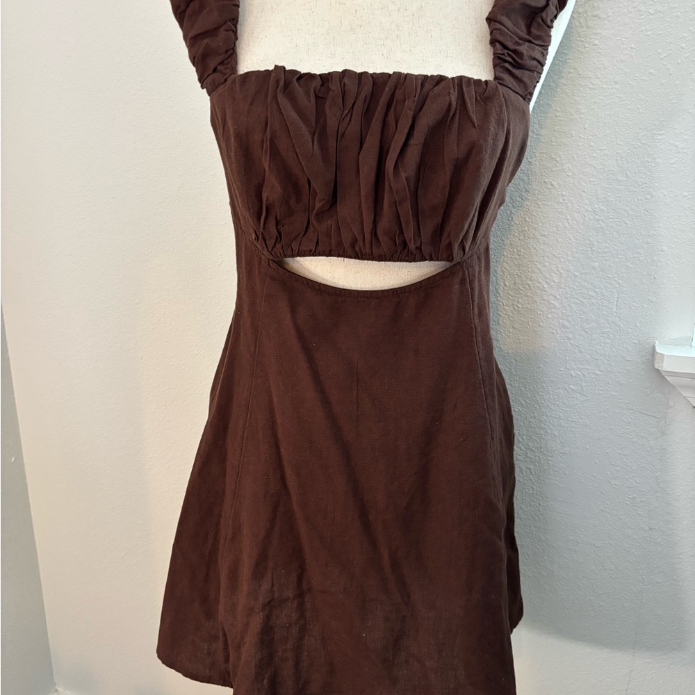 Free People Brown Sleeveless Mini Sundress
